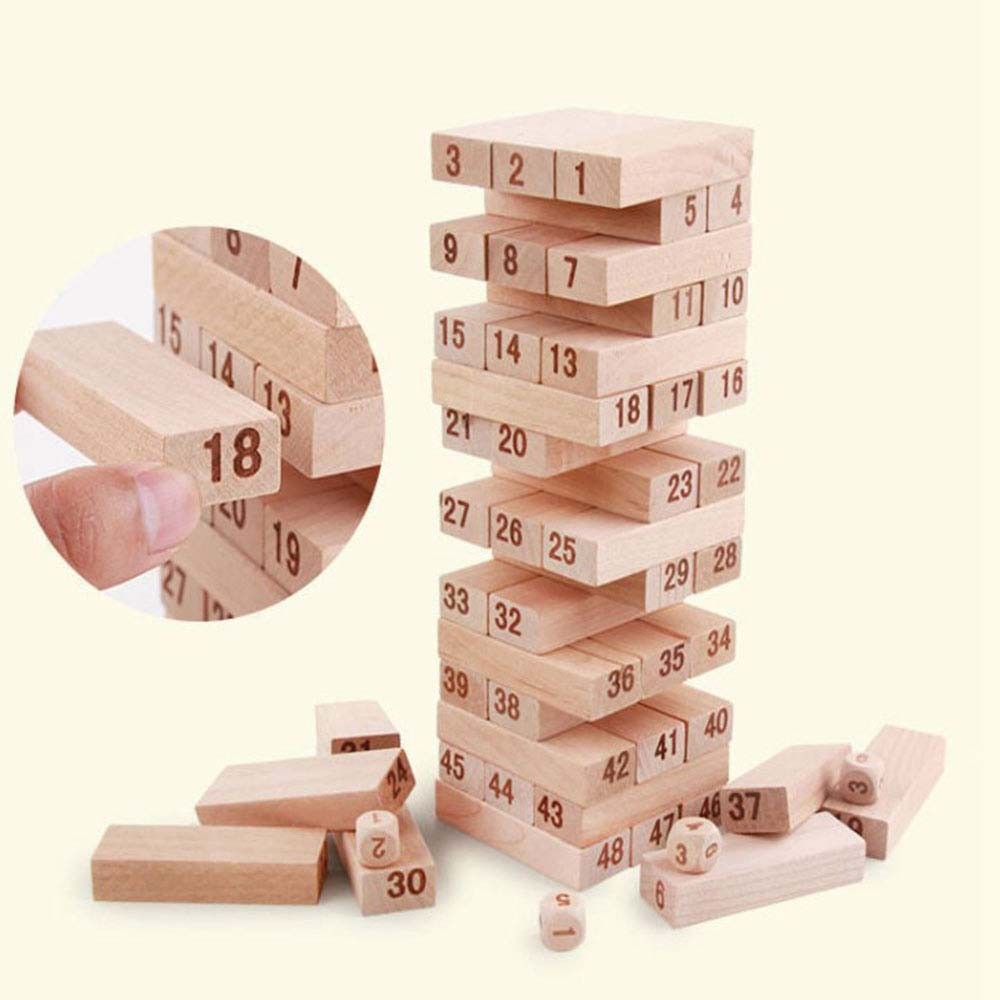 Wooden Educational Tumbling Tower 54 51 48 pieces Board Games Figure Building Block Puzzle Toy Wholesale