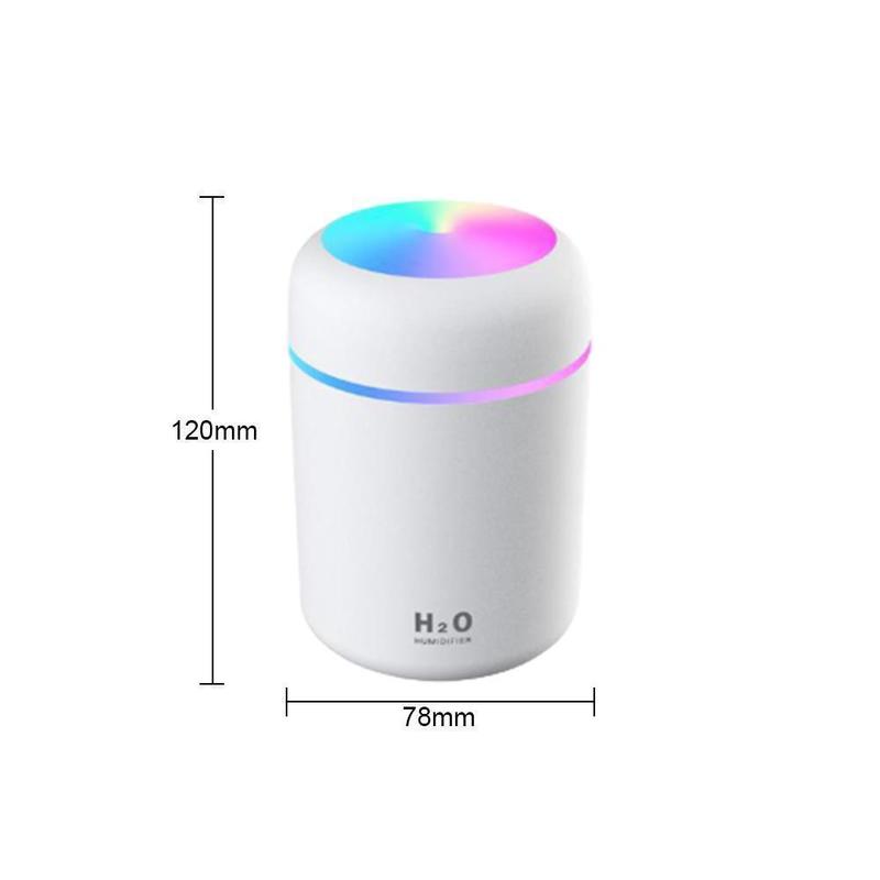 LED Light Mini 300ml H2O Spray Mist Humidificador Double Wet Perfume Aroma Essential Oil Diffuser Car USB Air Humidifier