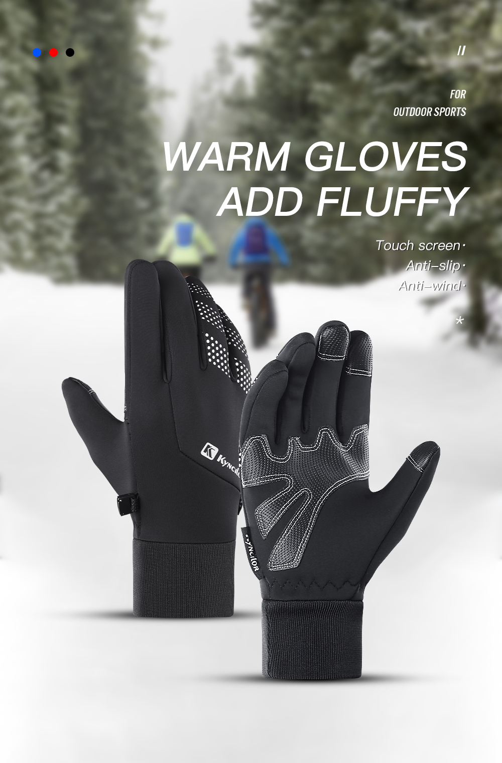 Winter Gloves Waterproof PU Anti-Slip Warm Bicycle Cycling Gloves For Men Women