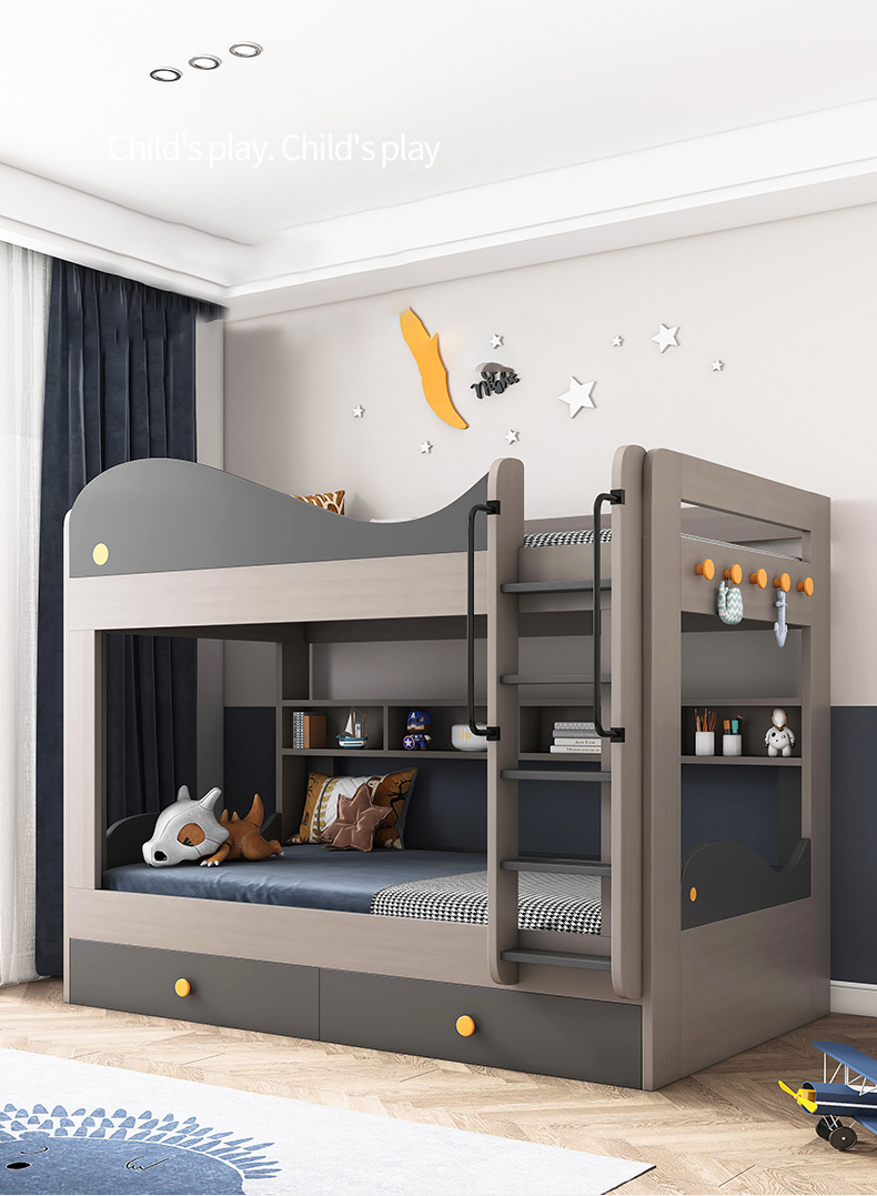 Modern children's simple bunk bed luxury furniture bedroom girls students with drawer storage boys single bunk bed