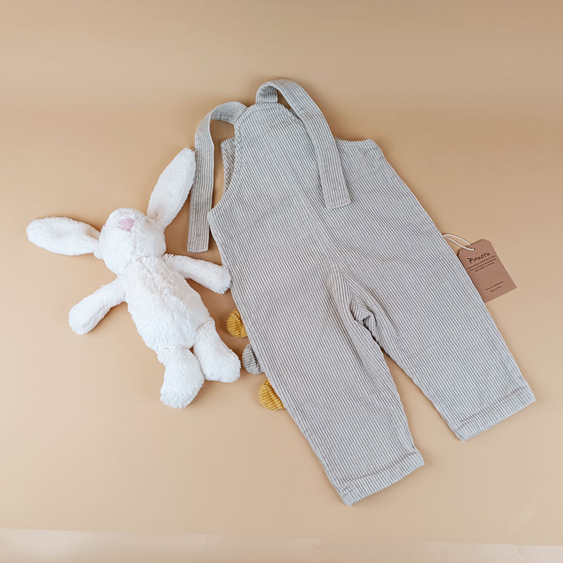 Kids Cute Pocket Pants Corduroy Rib Rompers Organic Cotton Clothes Autumn Winter Toddlers Boy Girl Sleeveless Overalls