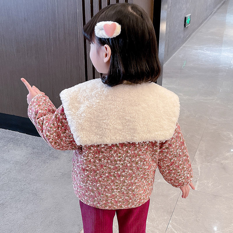 Girls new fashion Fluffy lapel outerwear children's winter thicken Cotton-padded clothes winter clothes for kids