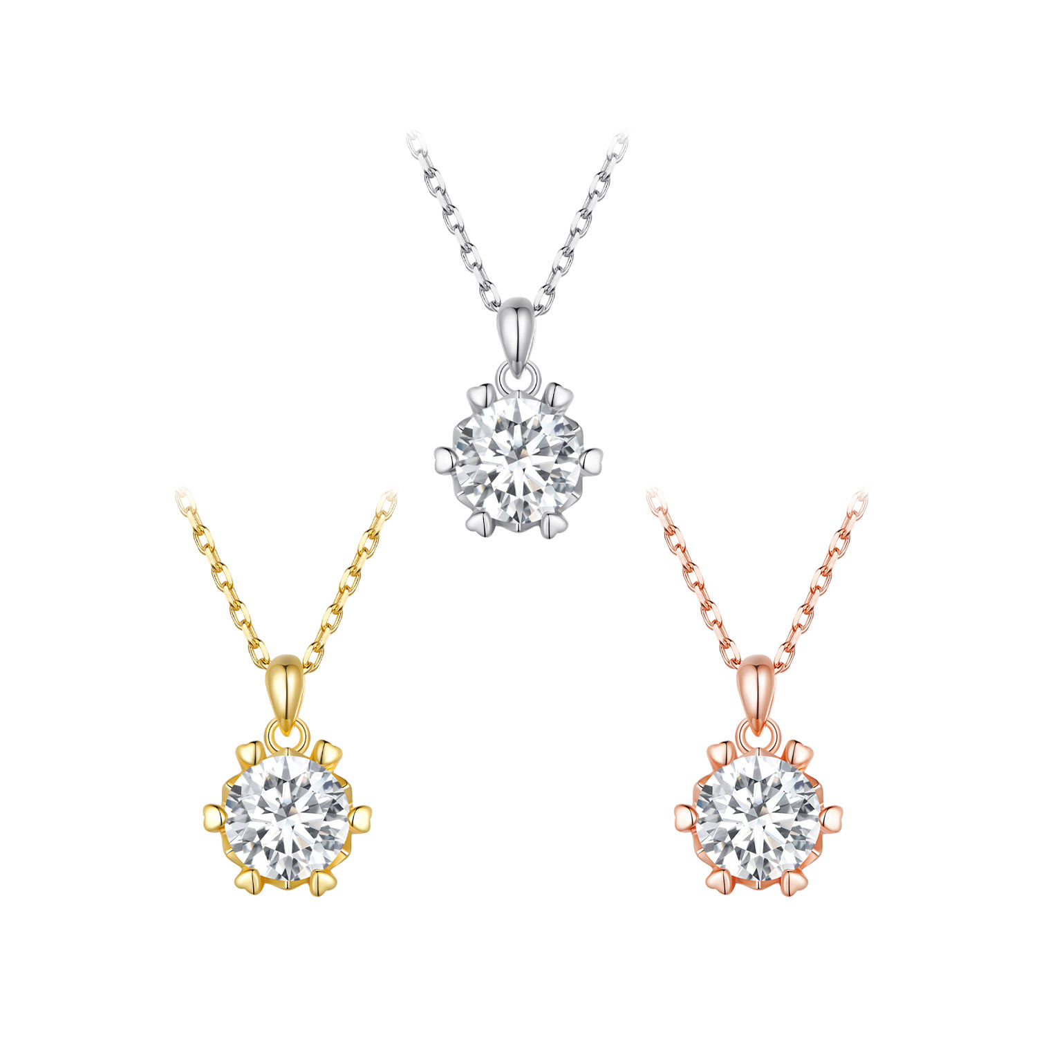 Fashionable shining hexagonal moissanite necklace