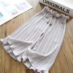 Teenage Girls Summer Wide Leg Pants Thin Chiffon Pants Kids Loose Pleated Fashion Baby Trousers