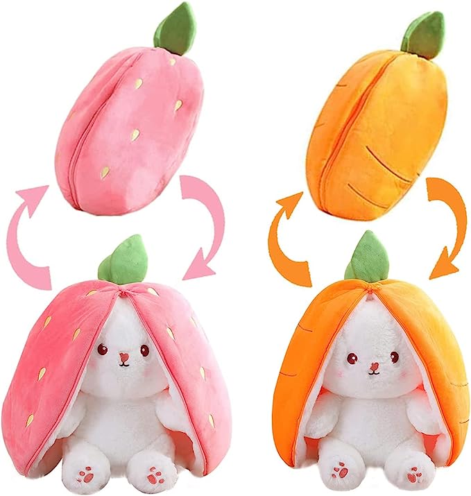 Eas Bunny Carrot Strawberry Pillow, Cute Squishy Rabbit Sofa Pillow Decoration Doll