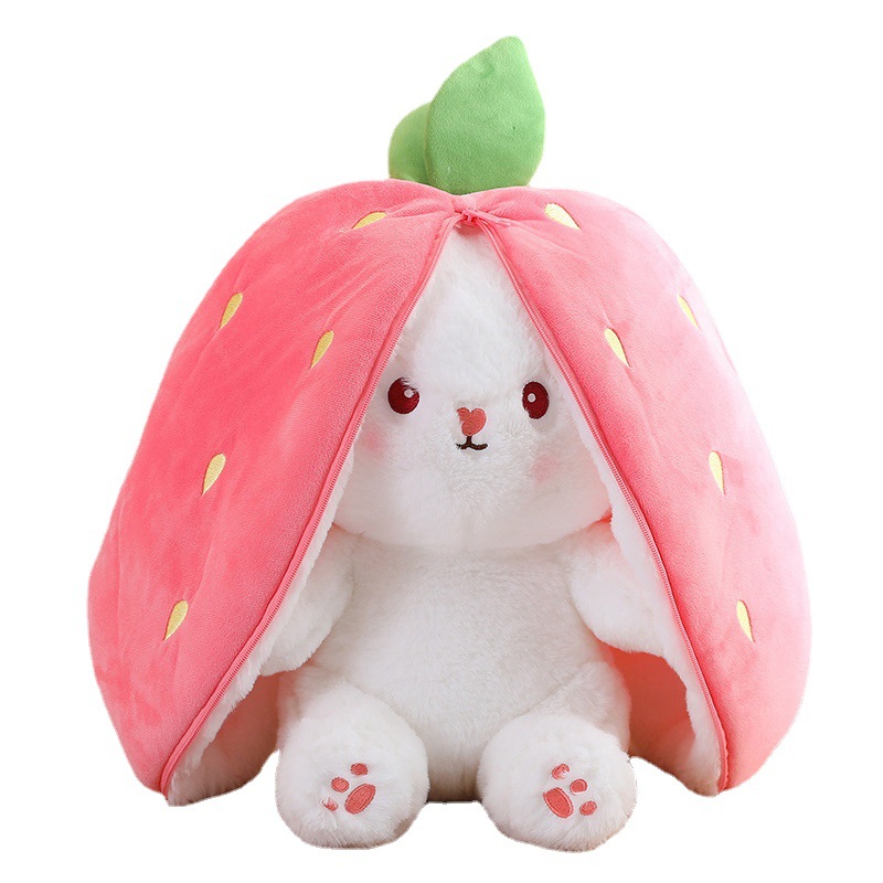 Eas Bunny Carrot Strawberry Pillow, Cute Squishy Rabbit Sofa Pillow Decoration Doll