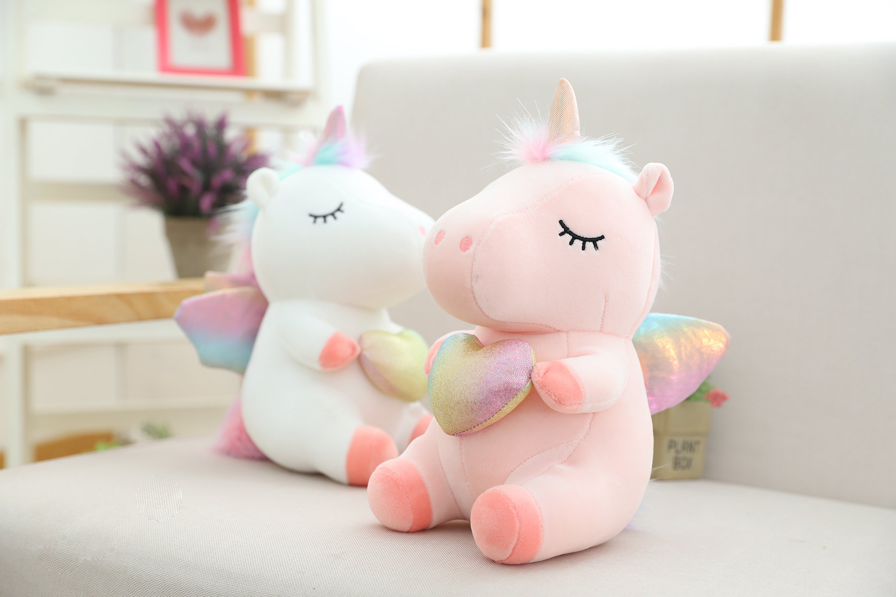 Cute Funny Aurora Rainbow Flying Unicorn Plush Toys For Kids