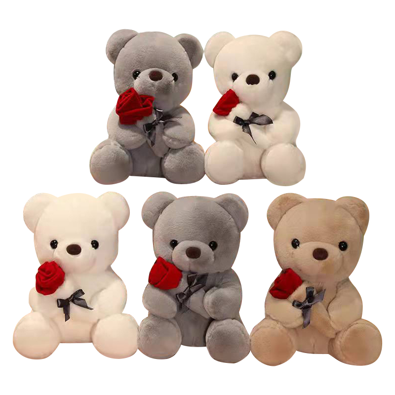 New Valentine's Gift Rose Bear Plush Toys Super Soft Teddy Bear With Vivid Rose Stuffed Teddy Bears