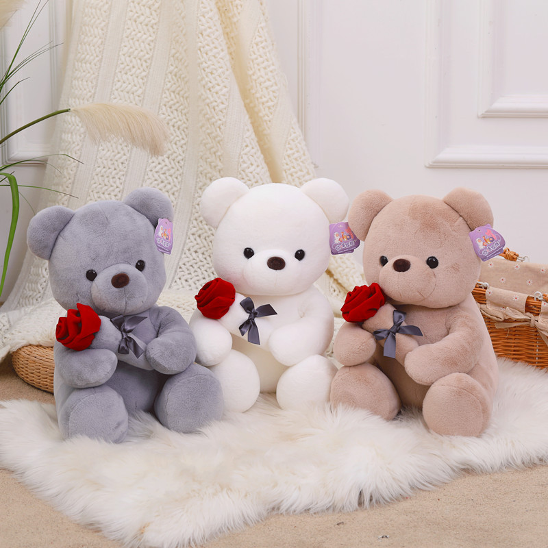 New Valentine's Gift Rose Bear Plush Toys Super Soft Teddy Bear With Vivid Rose Stuffed Teddy Bears