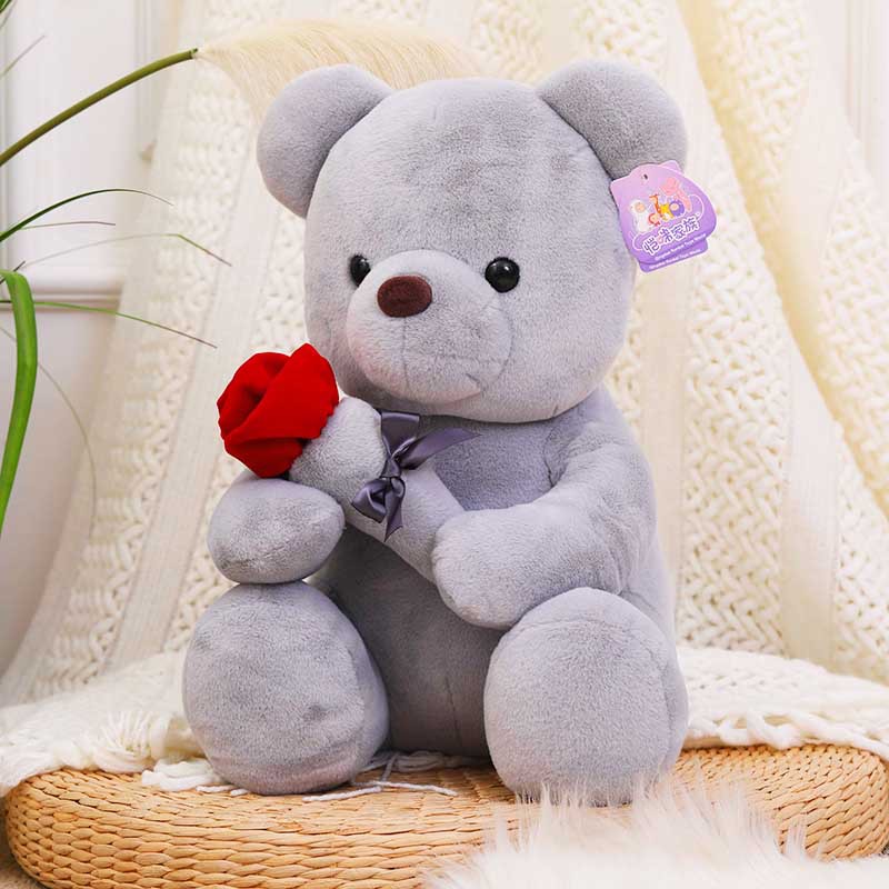 New Valentine's Gift Rose Bear Plush Toys Super Soft Teddy Bear With Vivid Rose Stuffed Teddy Bears