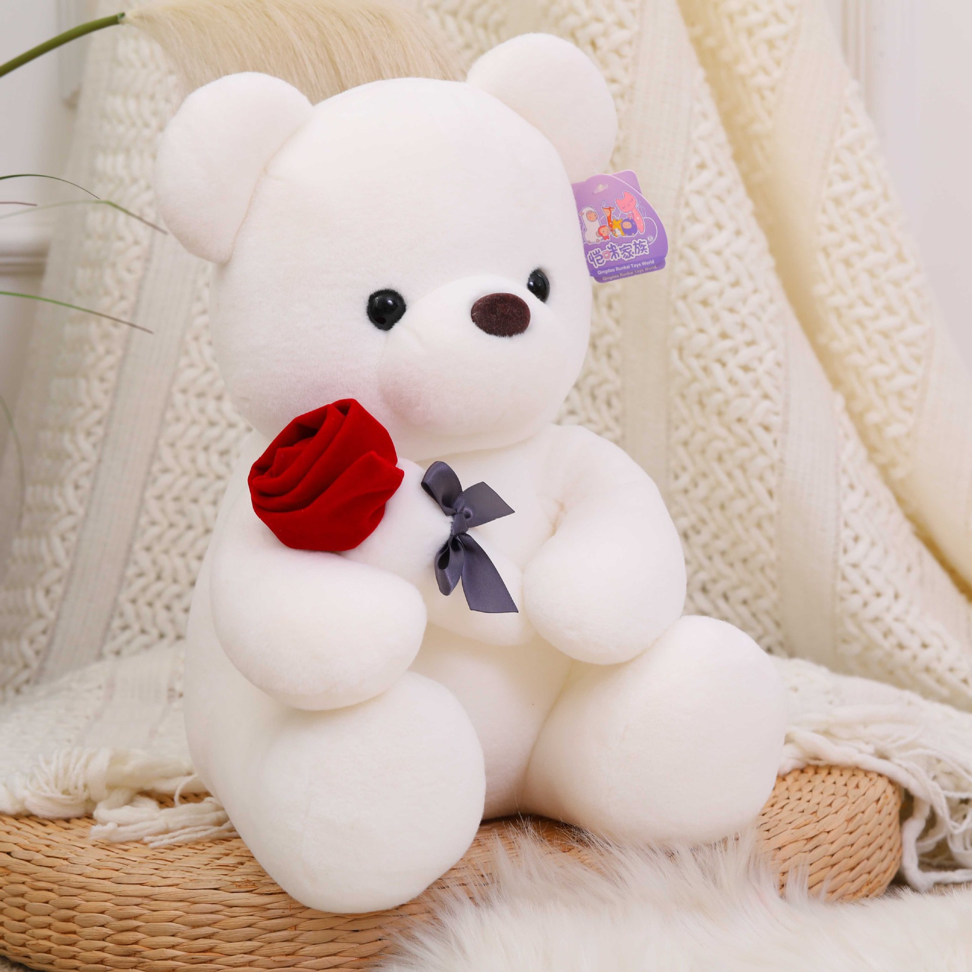 New Valentine's Gift Rose Bear Plush Toys Super Soft Teddy Bear With Vivid Rose Stuffed Teddy Bears