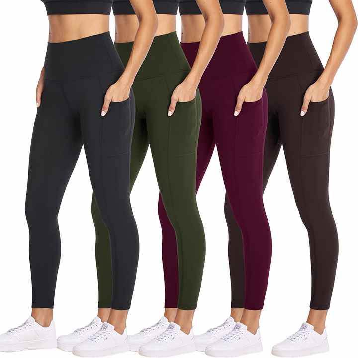 Wholesale Custom High Waisted Sports Workout Yoga Pants Leggings For Women Soft Polyester Gym Fitness Leggings With Pocket