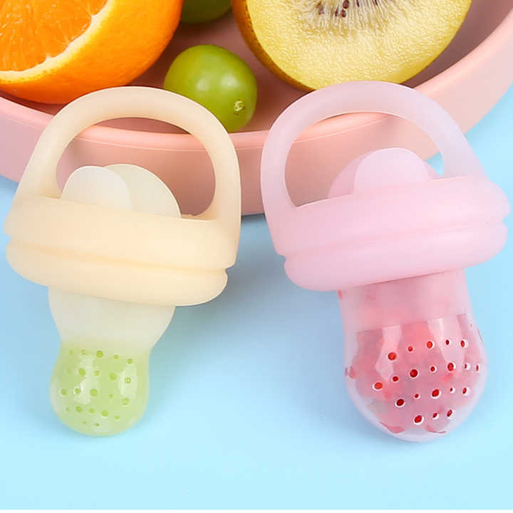 Custom BPA Free Reusable Slow Food Fruit Feeder Set Silicone Baby Pacifier LFGB