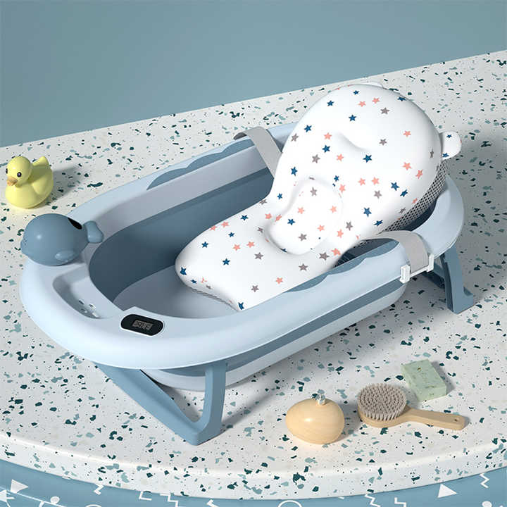 Newborn Infant To Toddler Baby Bath Tub With Stand Temperature Sensor Shower