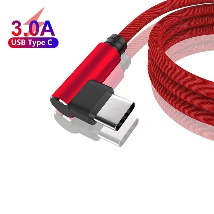 Nylon Braided USB A to 90 Degrees Right Angle USB Type C Extension Cable