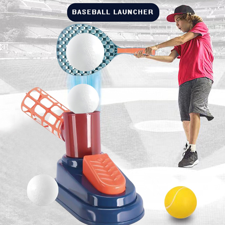 Outdoor 2 in 1 Plastic Sport Training Ball Toys Baseball And Tennis Launcher Machine Toys for Kids