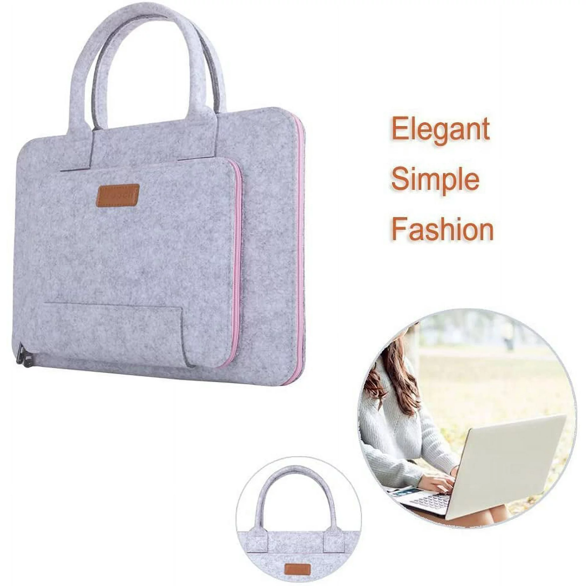 High Quality Pouch Cover Bags Compatible for 17.3" MacBook / Dell Acer / Asus / Lenovo, Grey and Light Pink