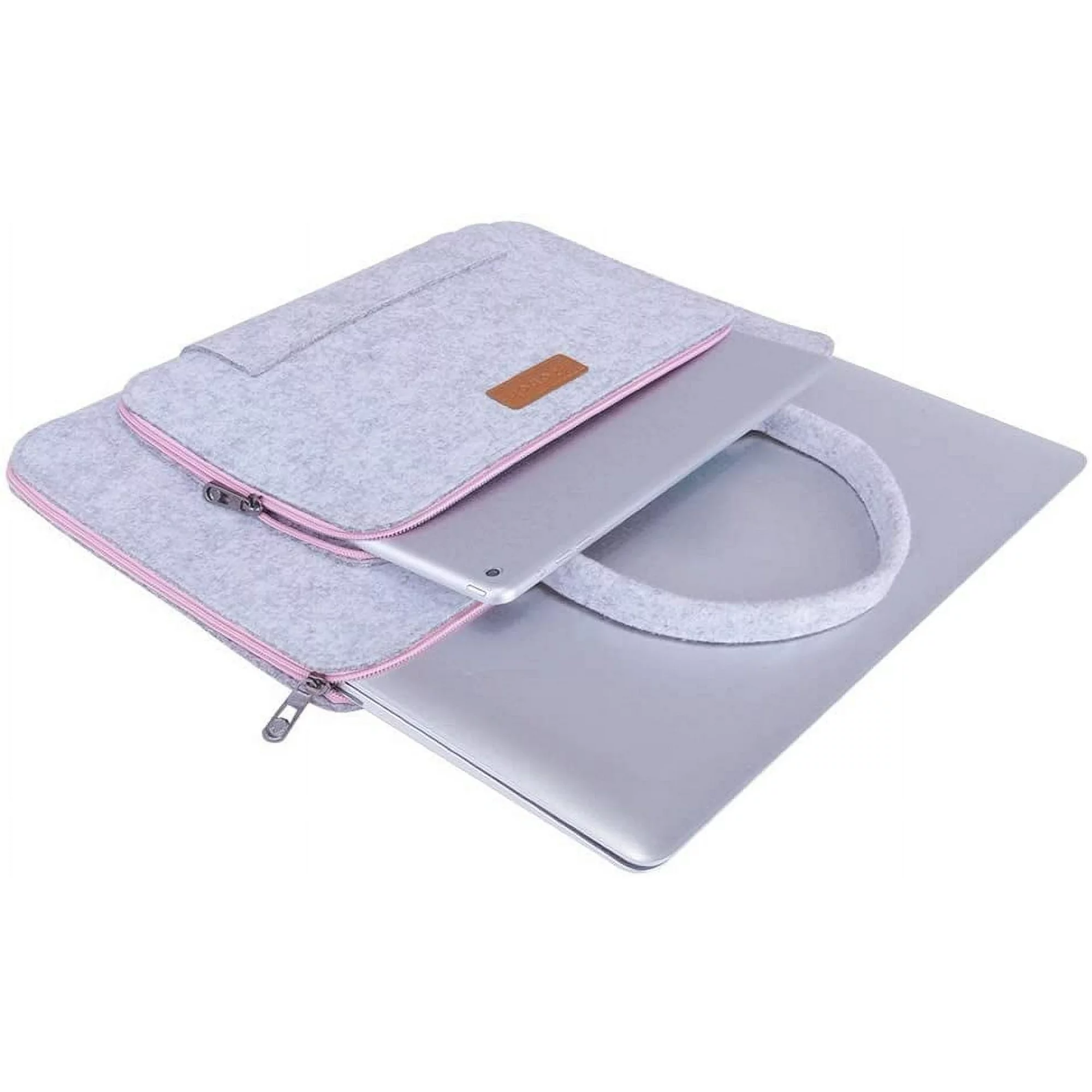 High Quality Pouch Cover Bags Compatible for 17.3" MacBook / Dell Acer / Asus / Lenovo, Grey and Light Pink