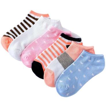 Youki colorful no show simple stripe stars heart cotton women  short ankle socks