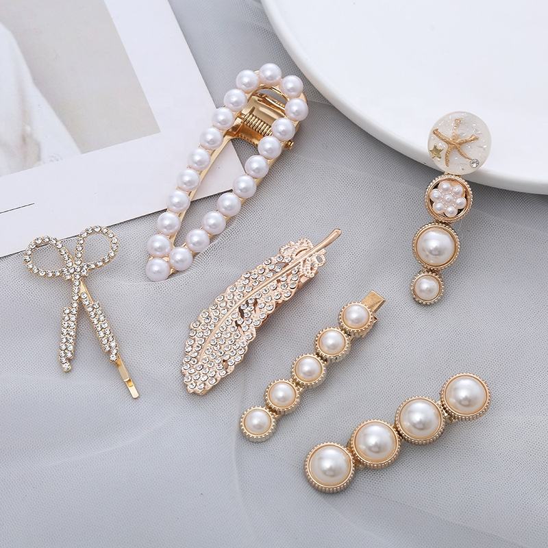 Girl pearl hair clips alloy pearl hair accessories clips and pins