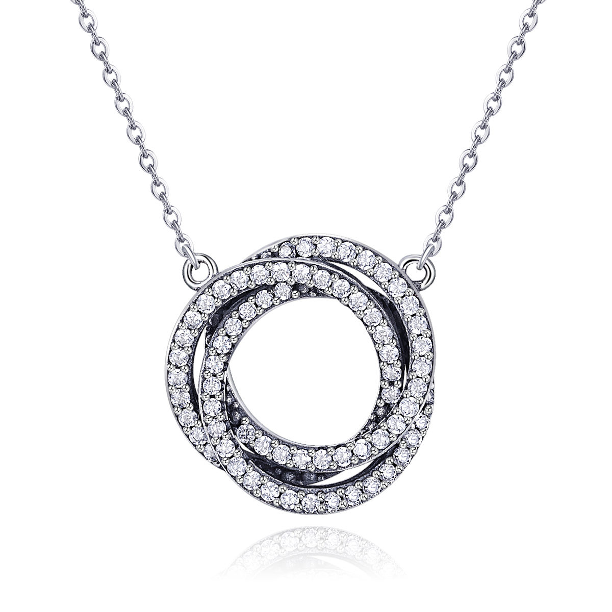 Sterling silver set diamond necklace