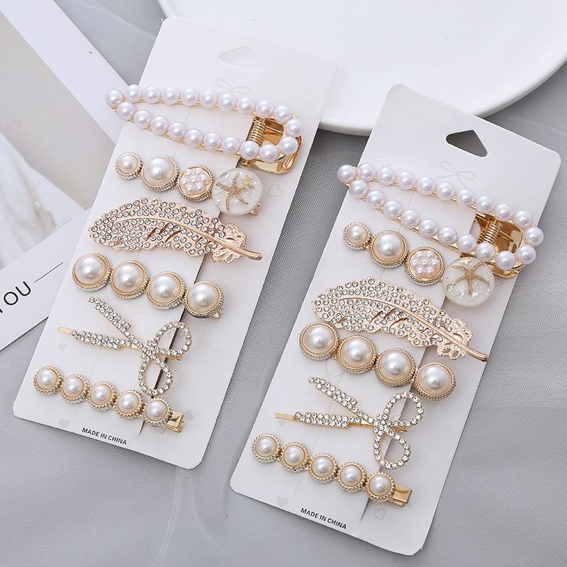 Girl pearl hair clips alloy pearl hair accessories clips and pins