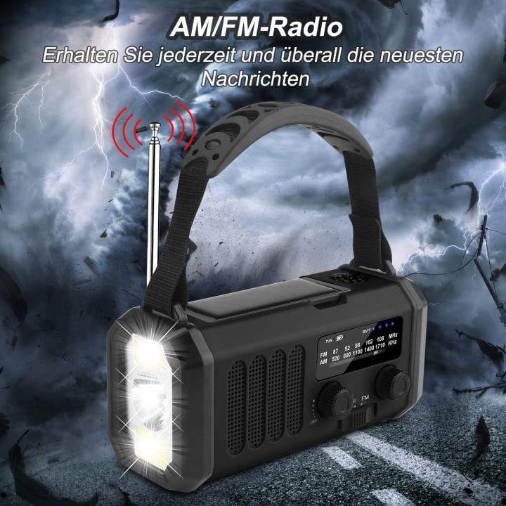 Rechargeable Battery Led Flashlight Radio Portable  Self Powered Dynamo Emergency Solar Hand Crank Radio