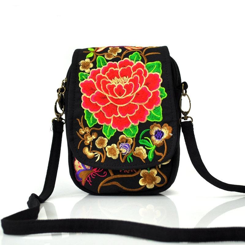 Ethnic Style Embroidery Bag Embroidery Crossbody Mini Small Bag Flap Coin Cell Phone Bag