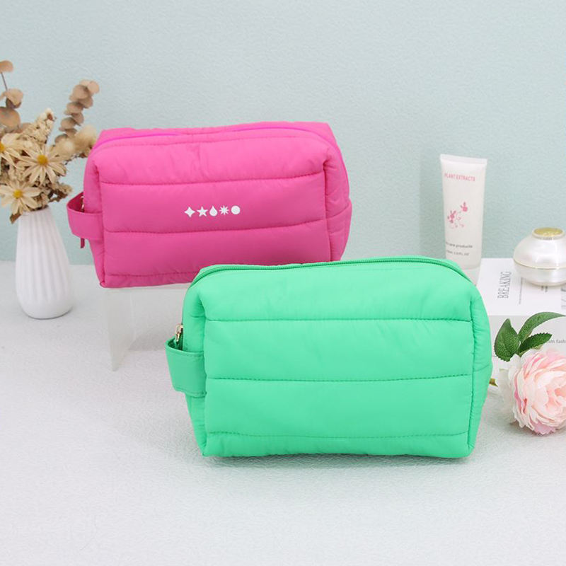 Cotton-Filled Cosmetic bag Large Soft Puffer Waterproof Makeup Bag