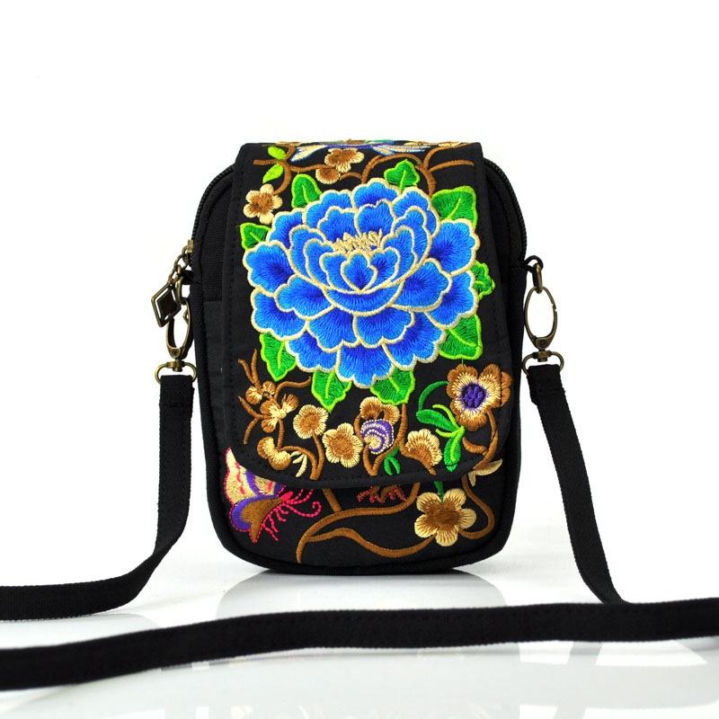 Ethnic Style Embroidery Bag Embroidery Crossbody Mini Small Bag Flap Coin Cell Phone Bag