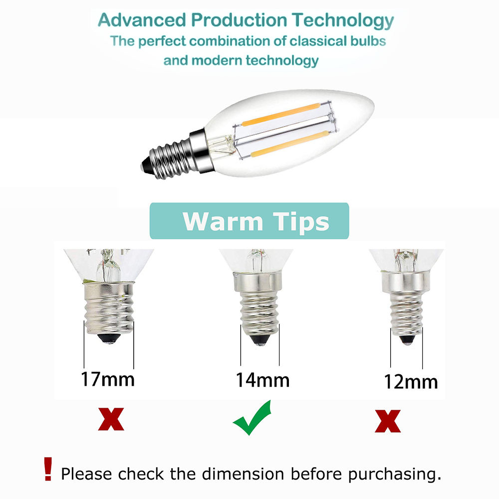 Warm White C35  Lighting Replacement Led Filament Bulbs