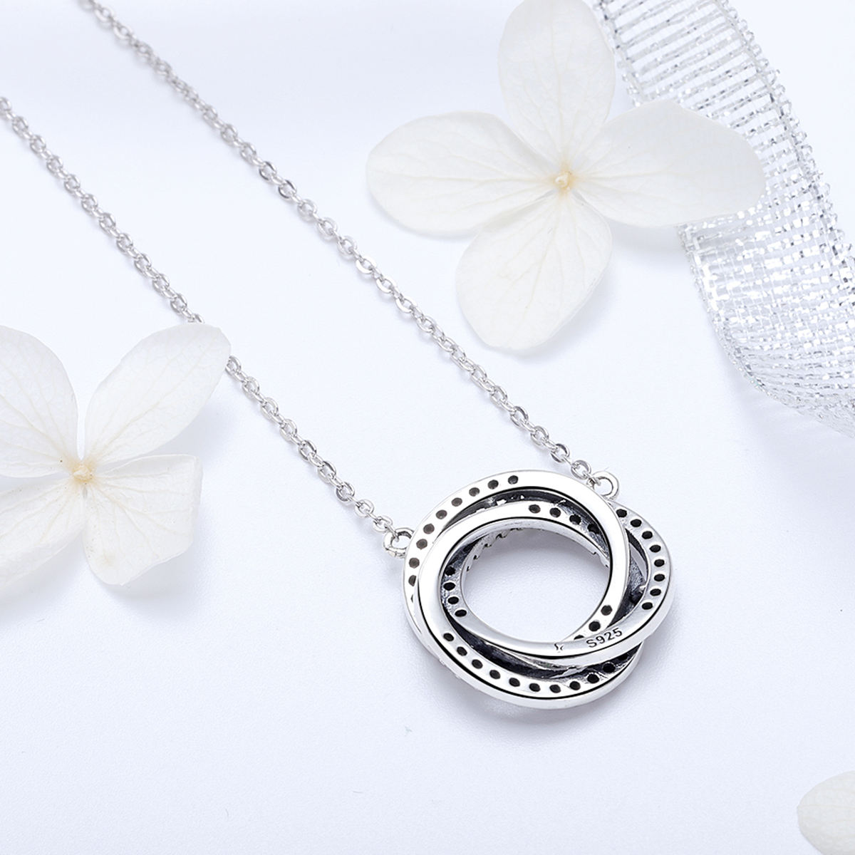 Sterling silver set diamond necklace