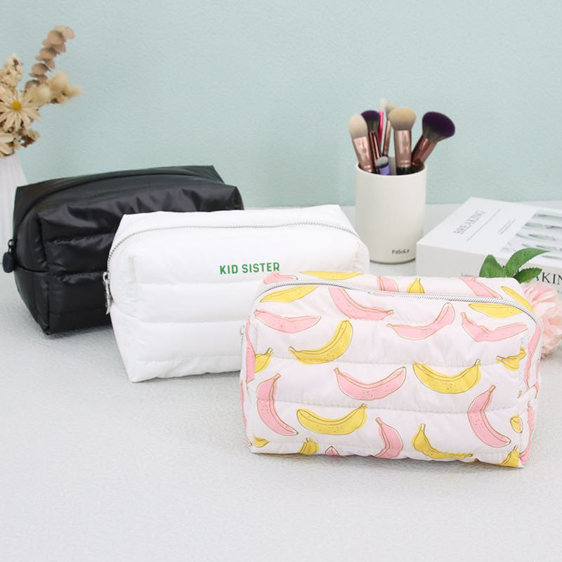 Cotton-Filled Cosmetic bag Large Soft Puffer Waterproof Makeup Bag