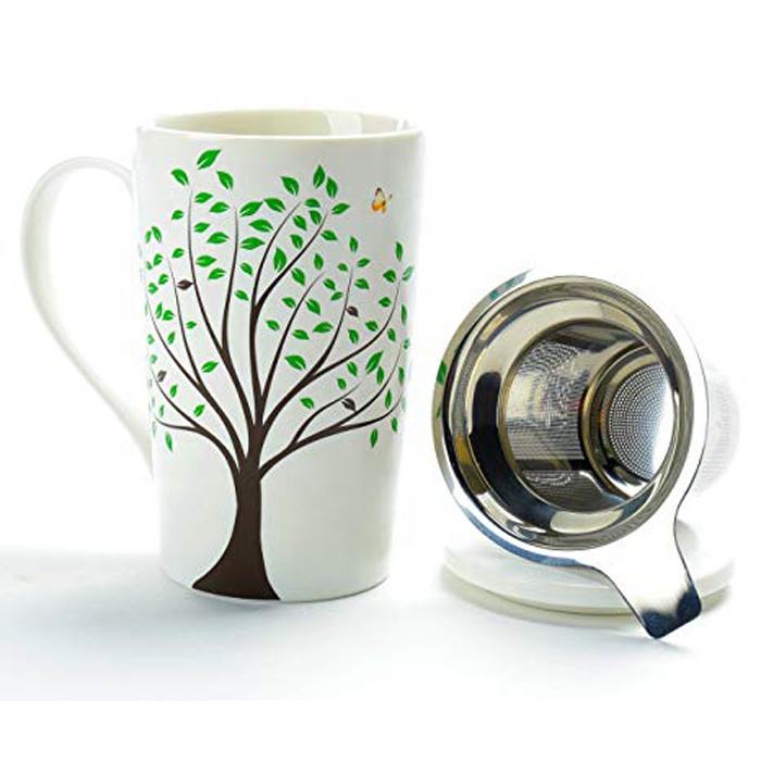 Ceramic tea infuser mug ceramic mug with lid and stainless steel infuser