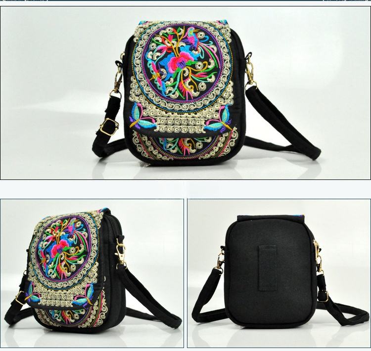 Ethnic Style Embroidery Bag Embroidery Crossbody Mini Small Bag Flap Coin Cell Phone Bag