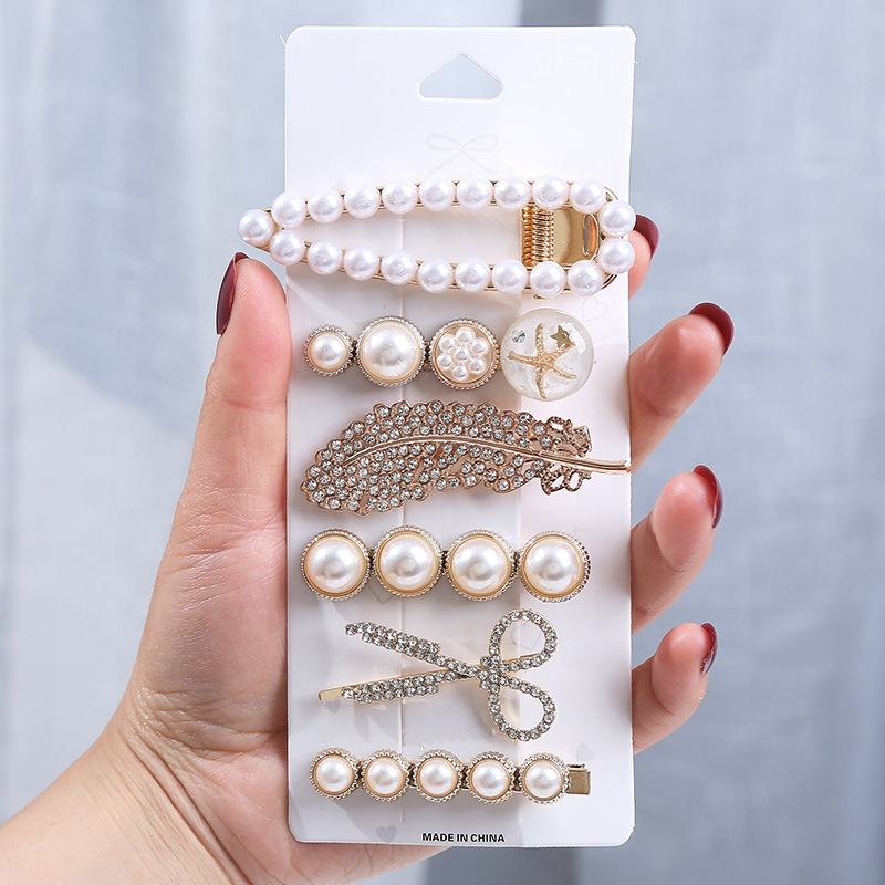 Girl pearl hair clips alloy pearl hair accessories clips and pins