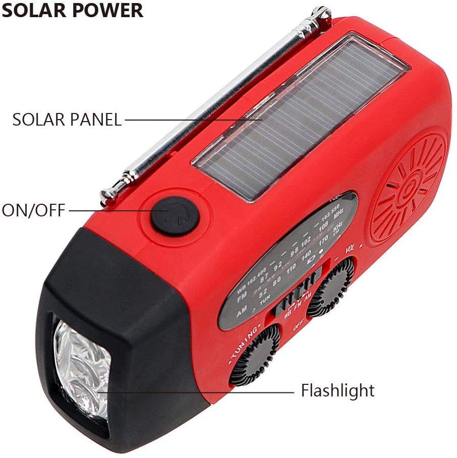 Small Radio Emergency Solar Hand Crank 2000mAh