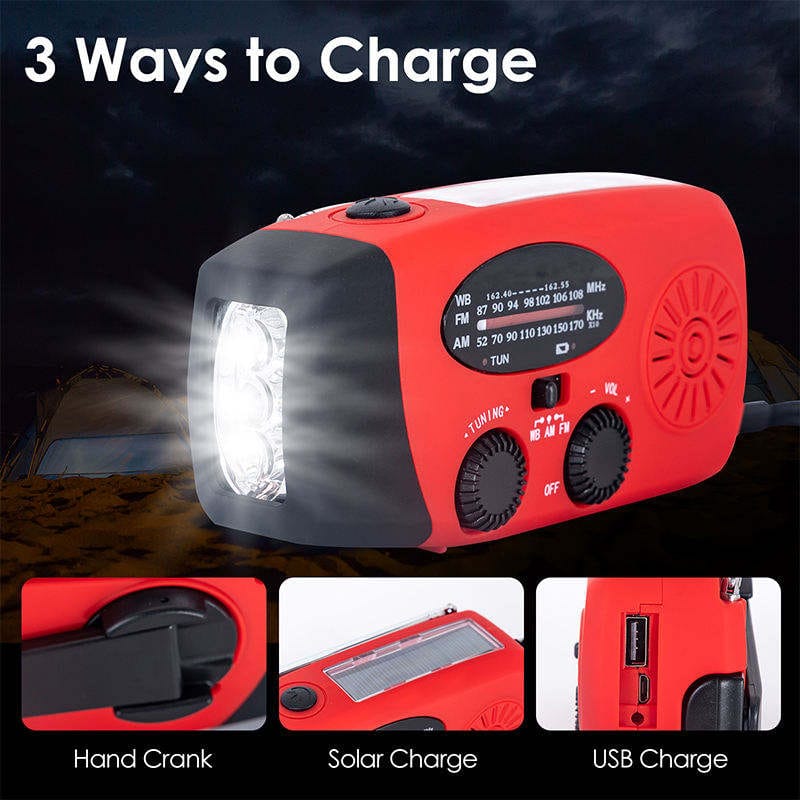 Small Radio Emergency Solar Hand Crank 2000mAh