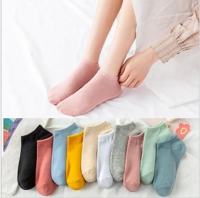 Youki colorful no show simple stripe stars heart cotton women  short ankle socks