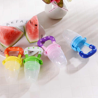 Bpa-free Baby Teether Soother Teething Toy Soft Safe Silicone Pouches Silicone Baby Fresh Fruit Food Feeder Pacifier for Infant