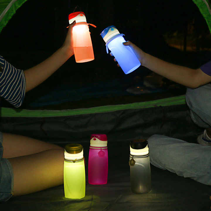 Kid School Foldable Collapsible Water Bottle Led With Led Light