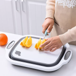 kitchen multi-purpose 6L folding basin with cutting chopping board multifunction vegetable cutter with drain basket