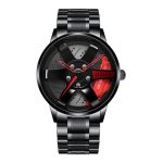 Stainless steel case back japan movement water resistance custom sports car wheel watch for men