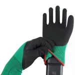 13 Gauge polyester Knitted foam latex green color coated Safety Work  gloves fingertips reinforced