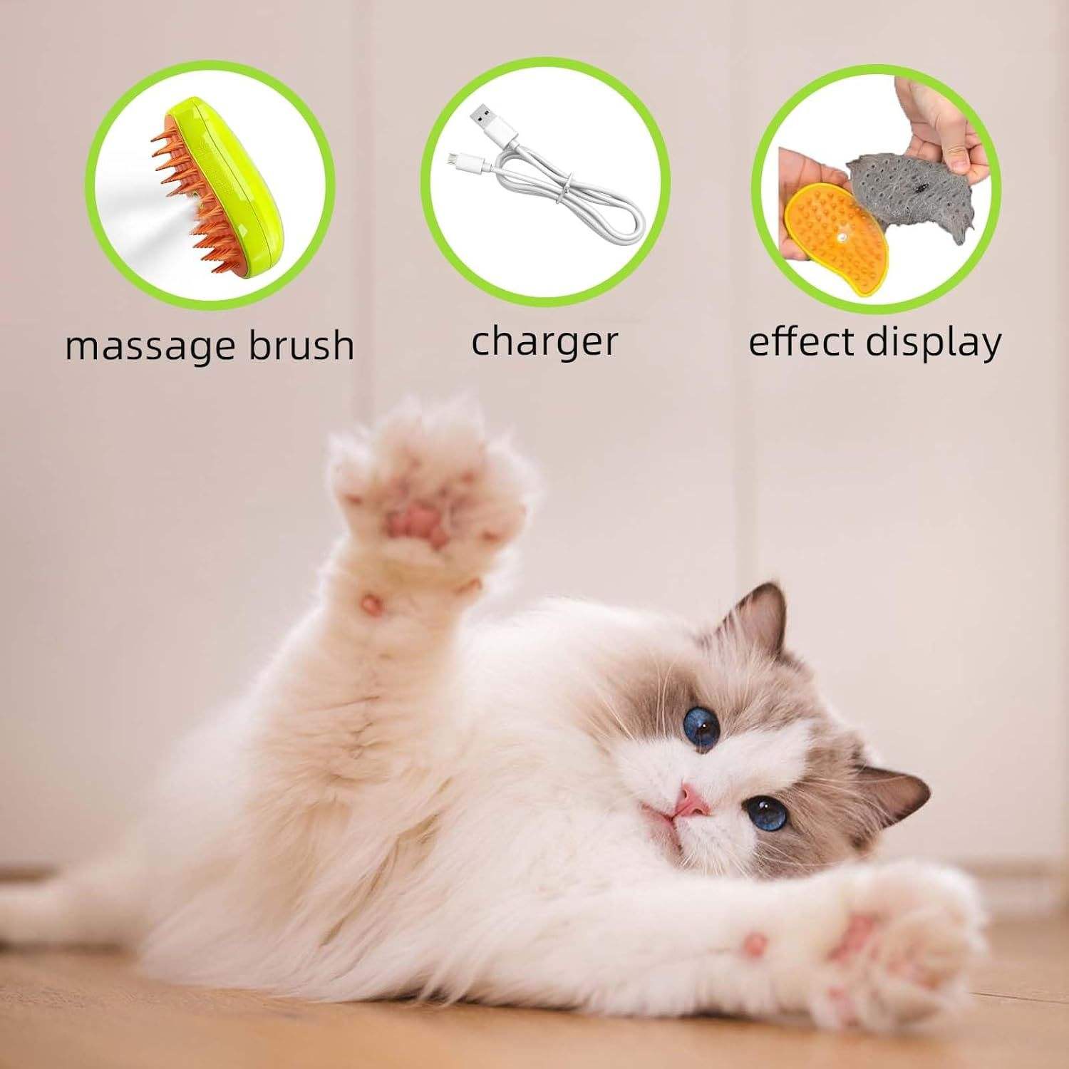 Cat steam brush three in one spray cat brush self-cleaning pet steam comb massage