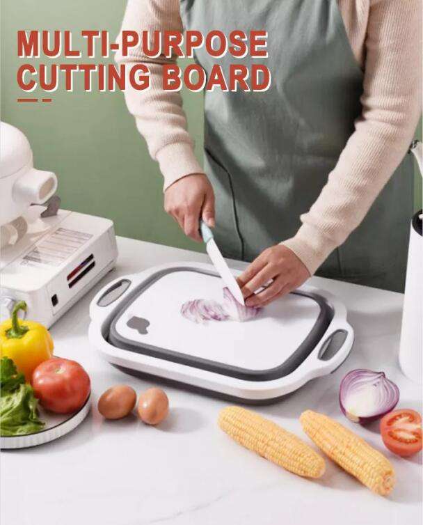 kitchen multi-purpose 6L folding basin with cutting chopping board multifunction vegetable cutter with drain basket