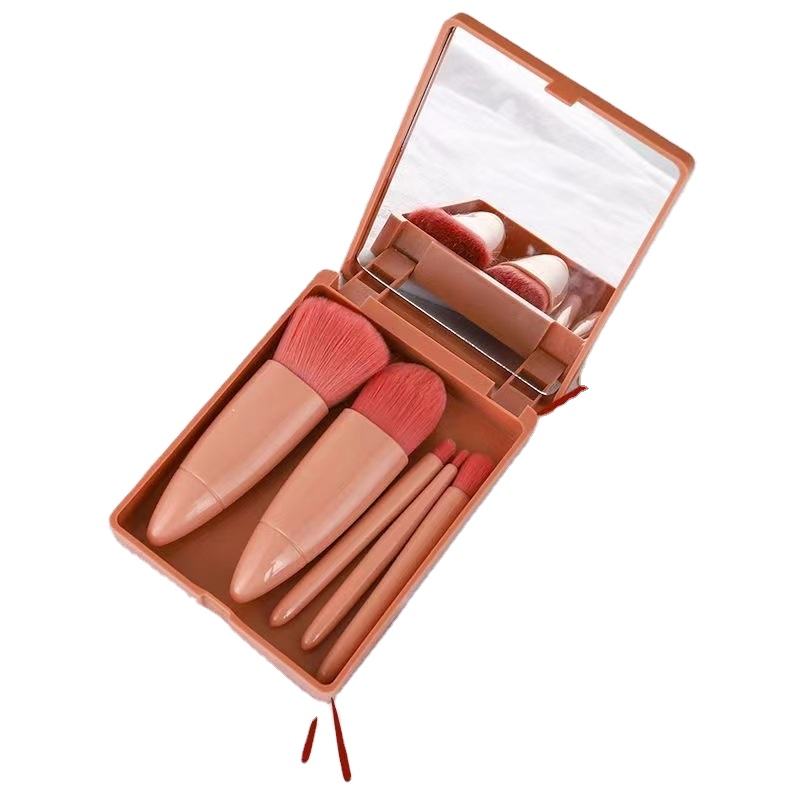 New products 5 piece brush set with mirror case new makeup powder brush lip brushes in stock