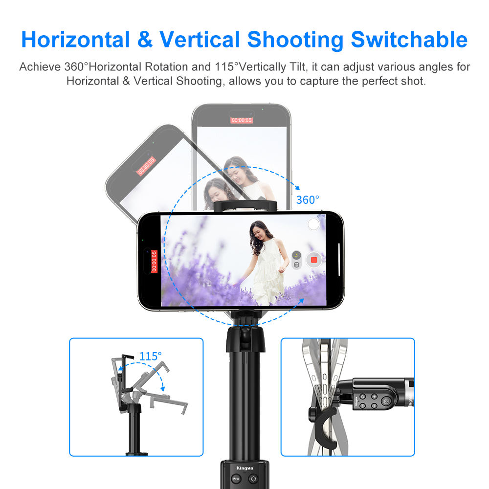 KingMa Detachable Bluetooth Wireless Vlogging Selfie Stick Tripod For iphone 11 12 13 14 15