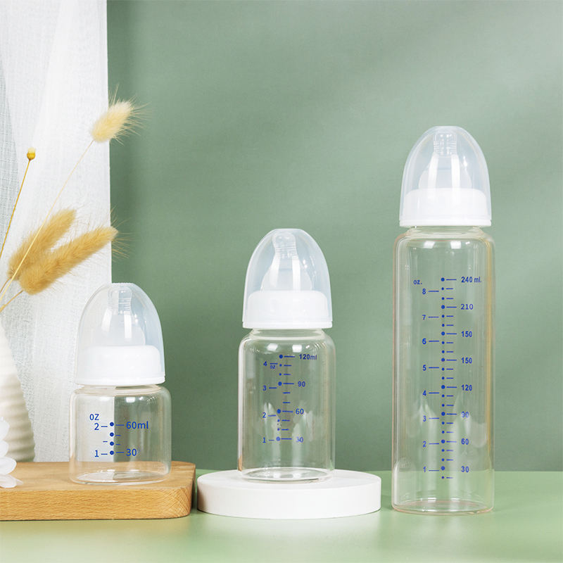 Newborn Baby Milk Feeding Bottle Borosilicate Glass