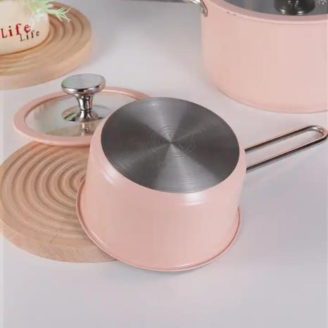 Purec Ceramic Paint Induction  Cooking Pot Stainless Steel Nonstick Pink Cookware Sets